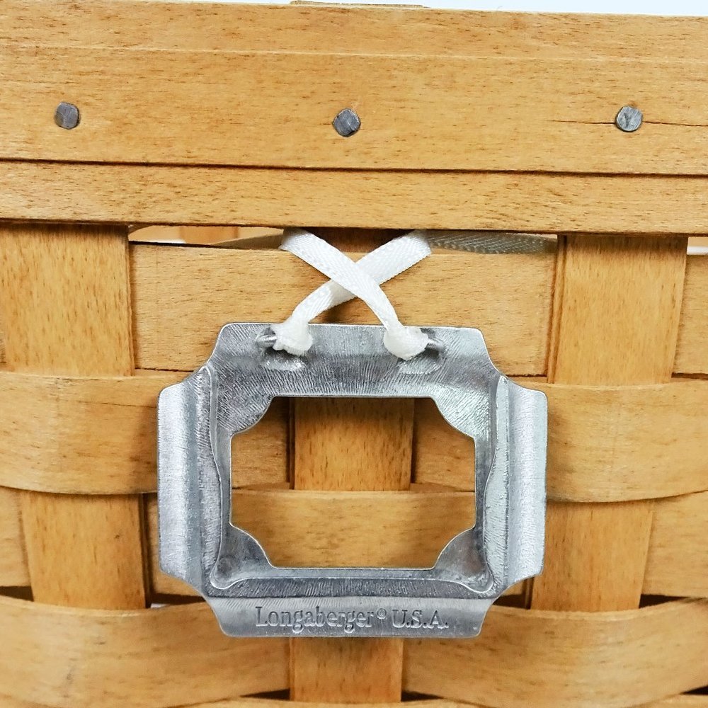 Longaberger Boardwalk Medium Woven Basket 40207 Tote Protector Pewter Charm - Picture 9 of 9